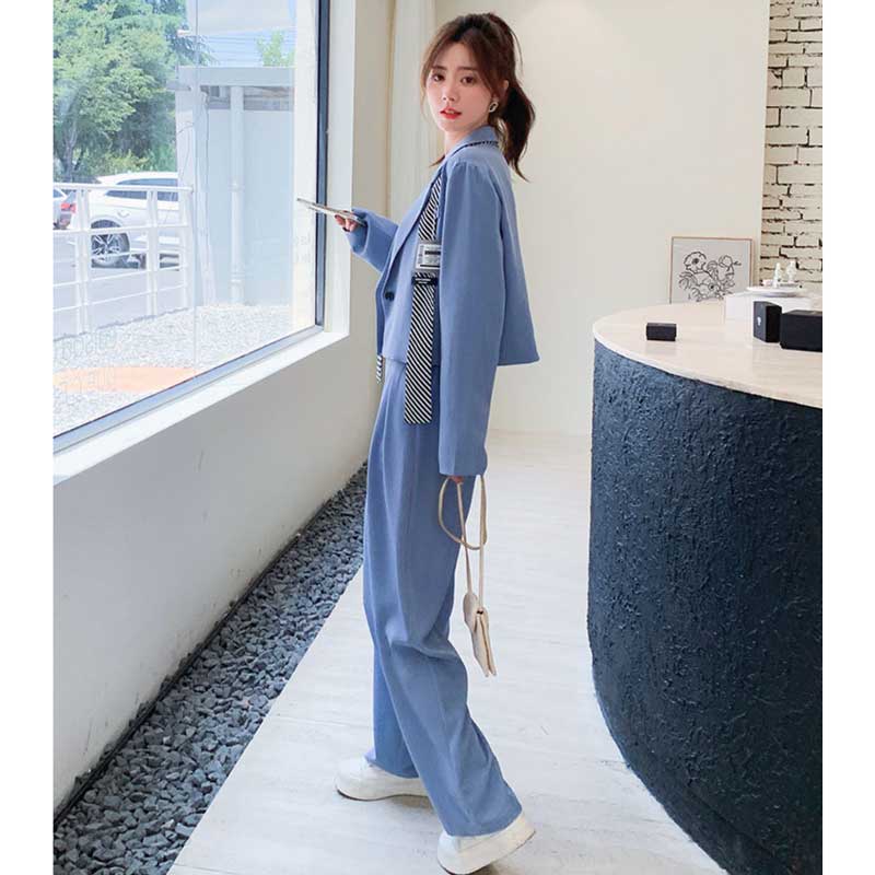 ショート丈テーラードジャケット×タックワイドパンツ(2colors)