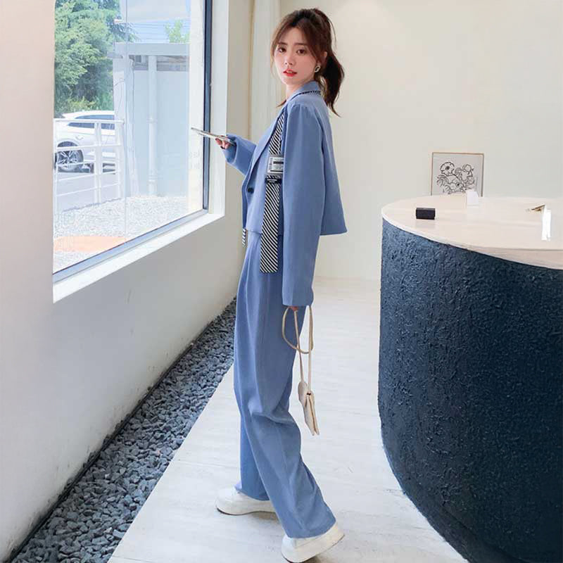 ショート丈テーラードジャケット×タックワイドパンツ(2colors)