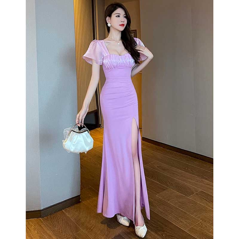 フレアスリーブスリットワンピース(3colors)