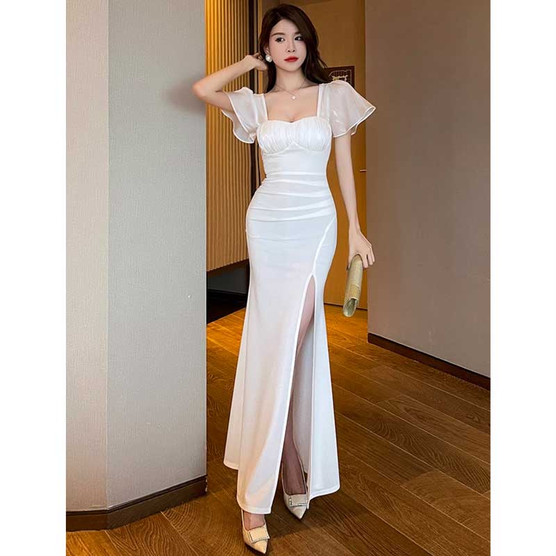 フレアスリーブスリットワンピース(3colors)