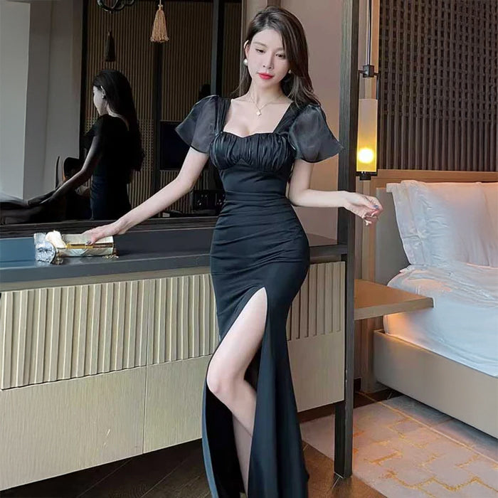 フレアスリーブスリットワンピース(3colors)