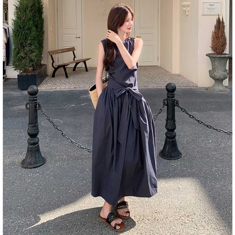 ボリュームリボンウエストマークワンピース(2colors)