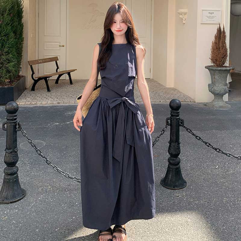 ボリュームリボンウエストマークワンピース(2colors)