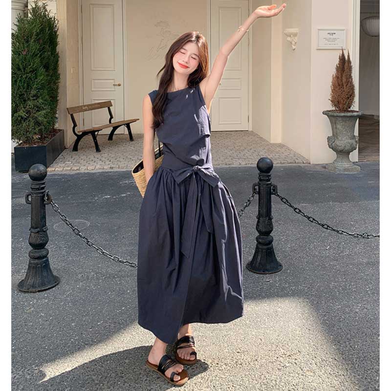 ボリュームリボンウエストマークワンピース(2colors)