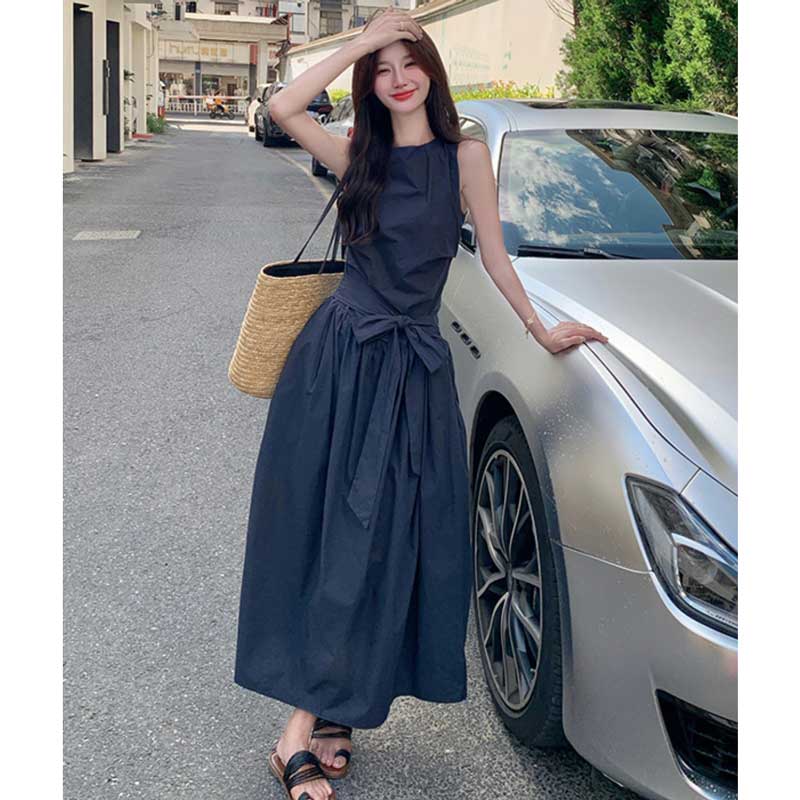 ボリュームリボンウエストマークワンピース(2colors)