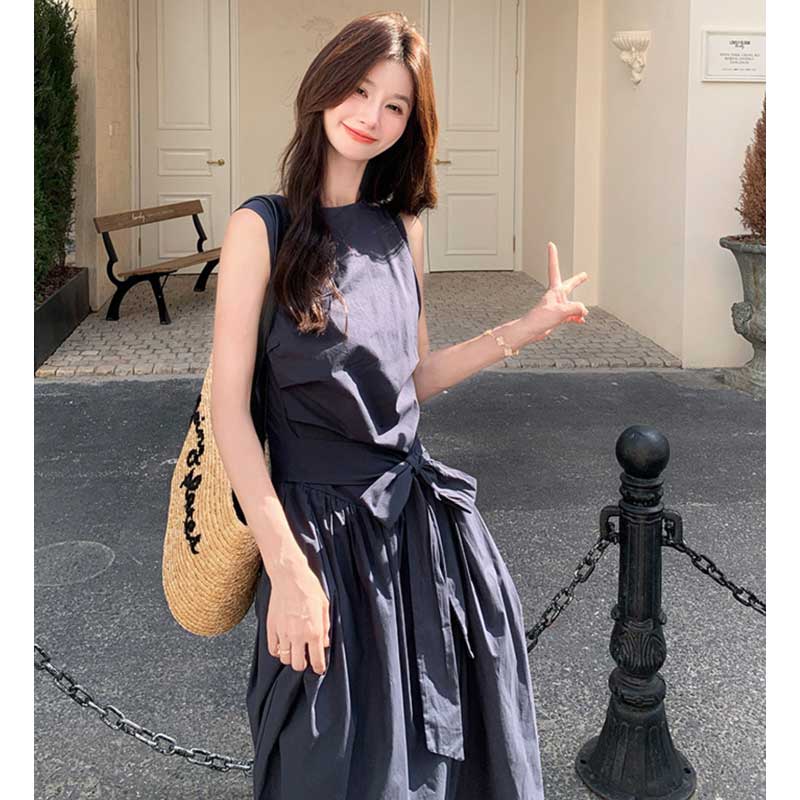 ボリュームリボンウエストマークワンピース(2colors)