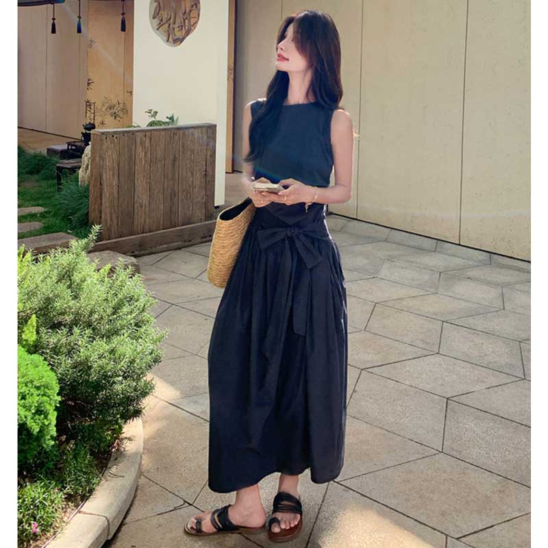 ボリュームリボンウエストマークワンピース(2colors)