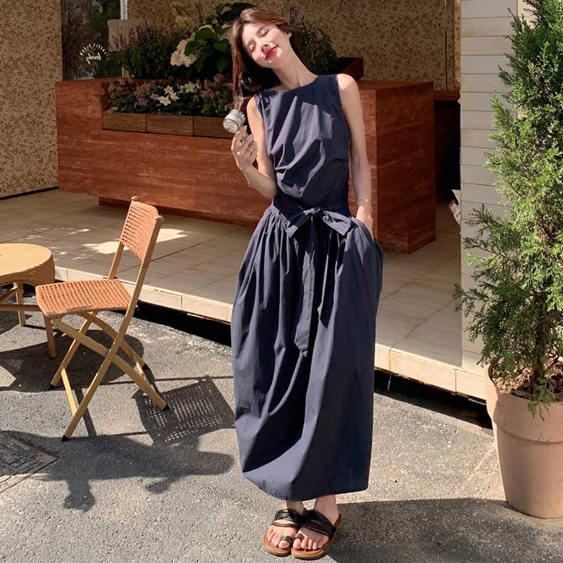 ボリュームリボンウエストマークワンピース(2colors)