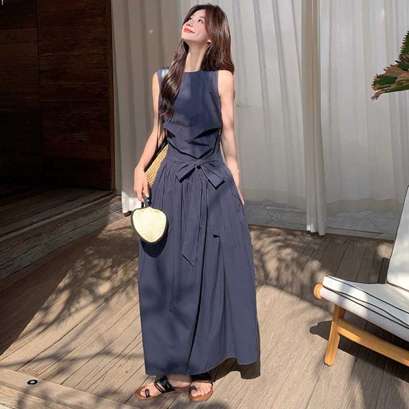 ボリュームリボンウエストマークワンピース(2colors)