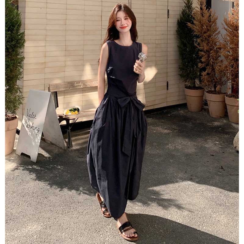 ボリュームリボンウエストマークワンピース(2colors)