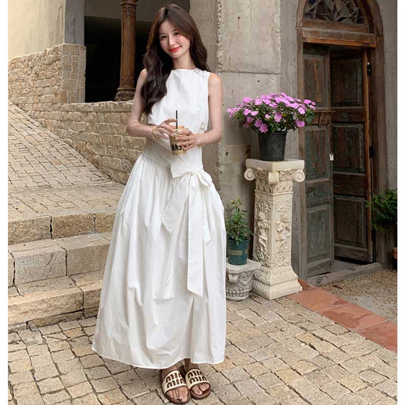 ボリュームリボンウエストマークワンピース(2colors)