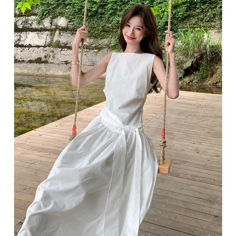 ボリュームリボンウエストマークワンピース(2colors)