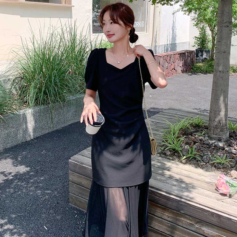 パフスリーブマーメイドワンピース