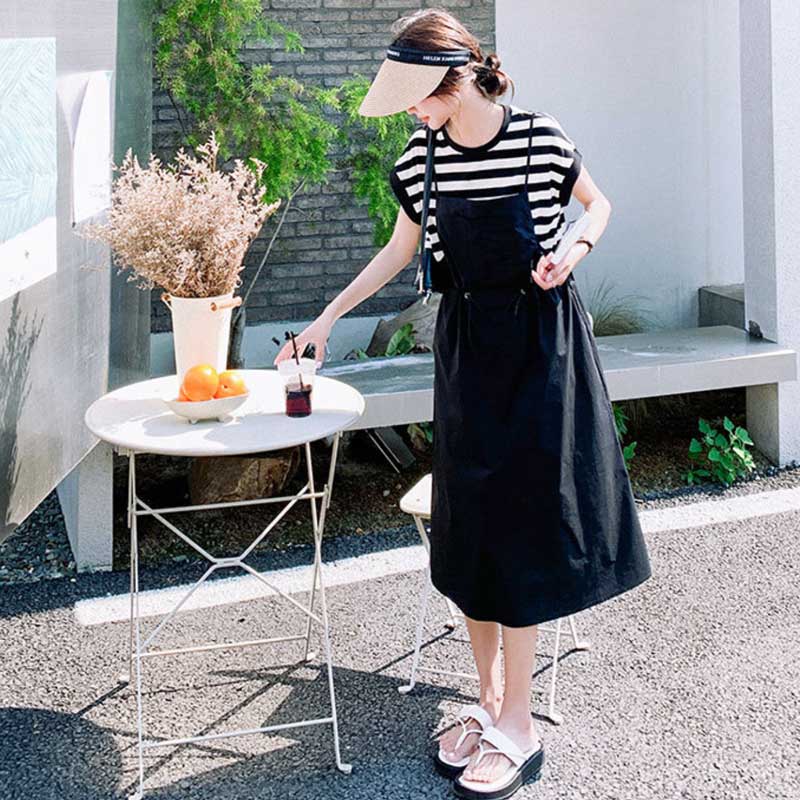 レイヤード風サロペットワンピース