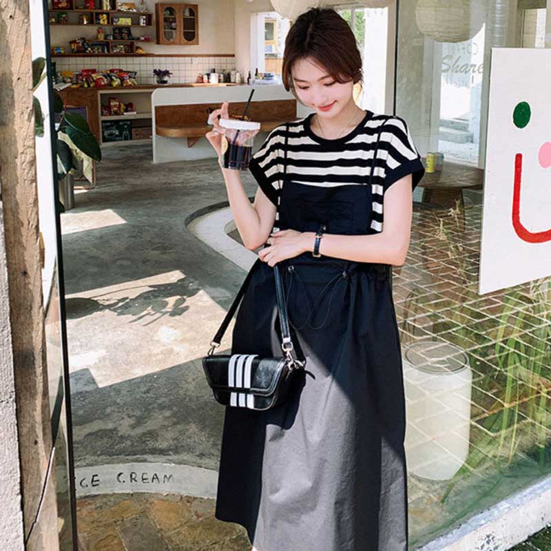 レイヤード風サロペットワンピース