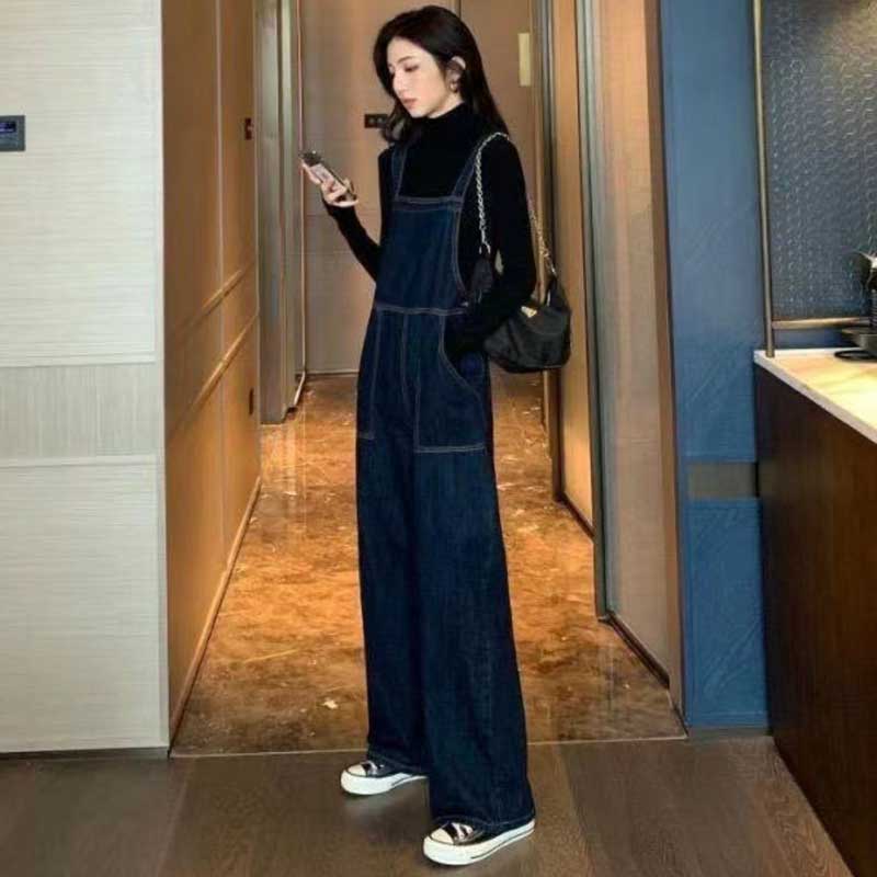ストレートデニムサロペットパンツ