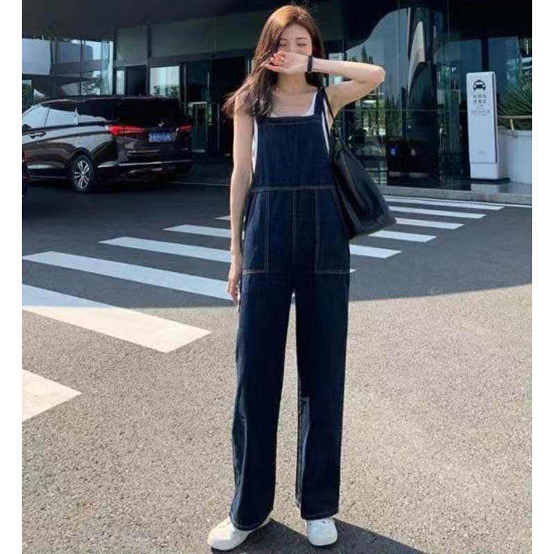ストレートデニムサロペットパンツ