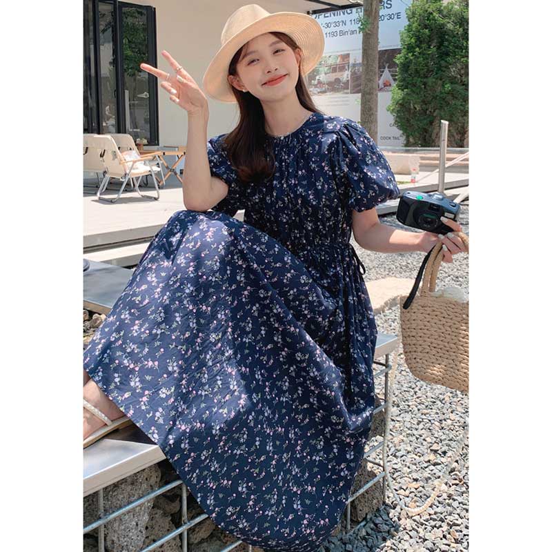 バルーン袖小花柄ワンピース
