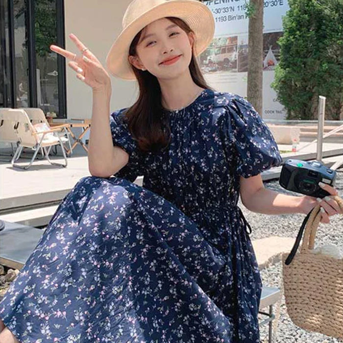 バルーン袖小花柄ワンピース