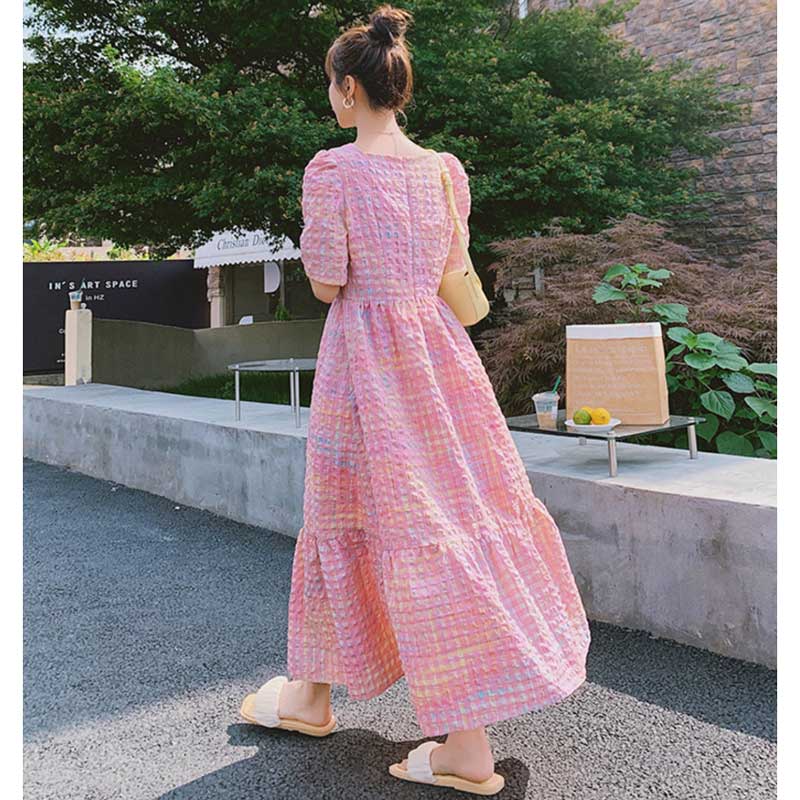 グラデーションワッフルワンピース