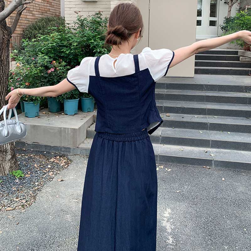 レイヤード風リボンビスチェセットアップ