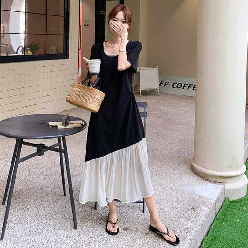 ドッキングフリルロングワンピース