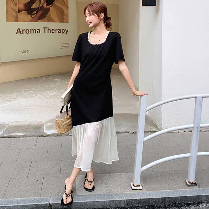 ドッキングフリルロングワンピース