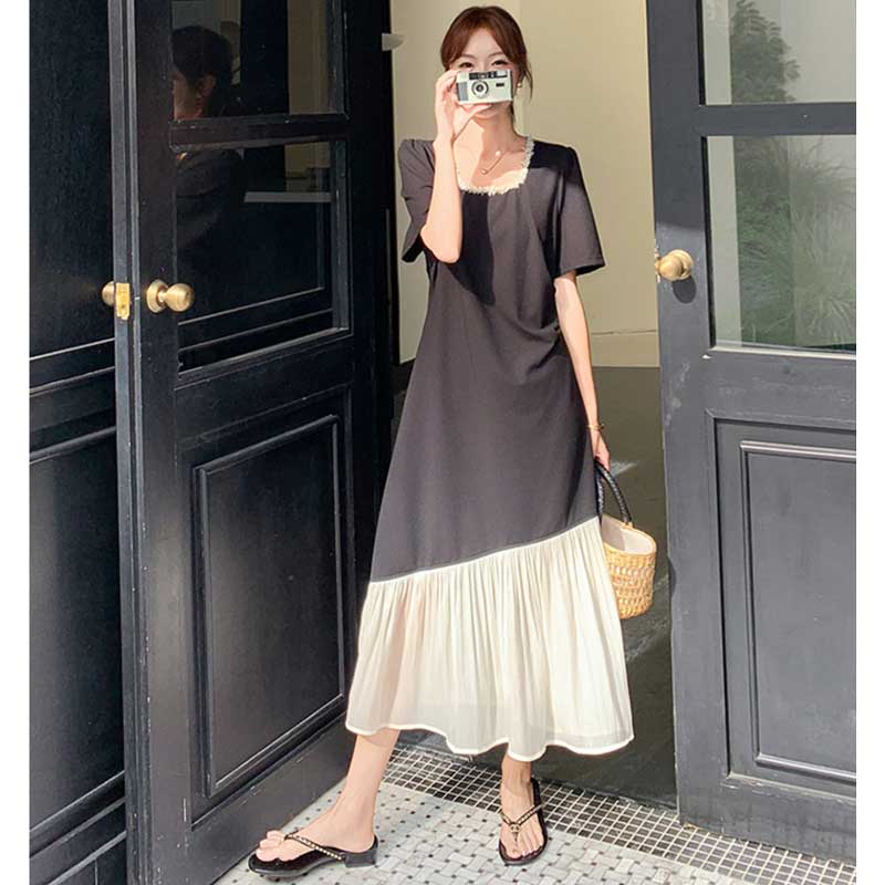 ドッキングフリルロングワンピース
