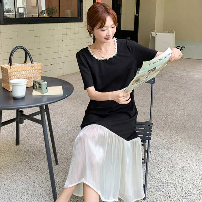 ドッキングフリルロングワンピース