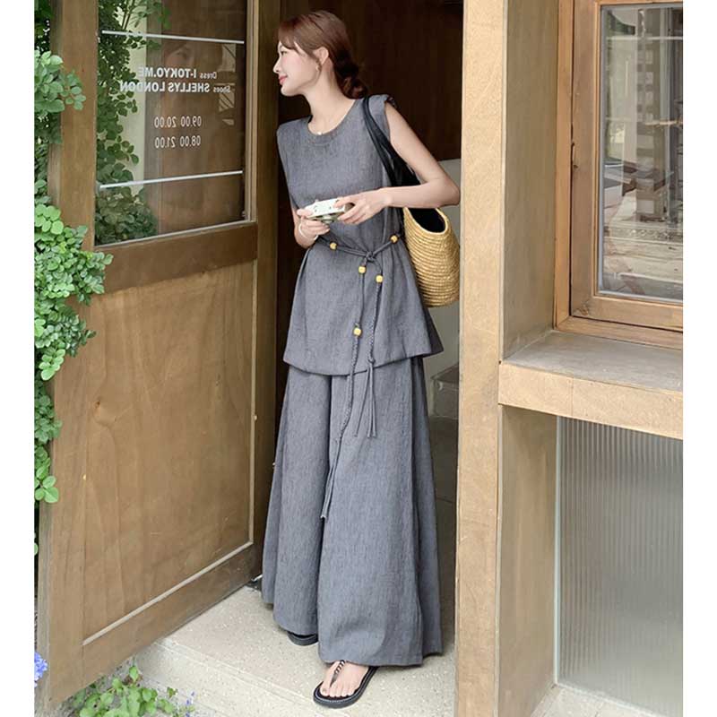 ノースリーブロングワイドセットアップ