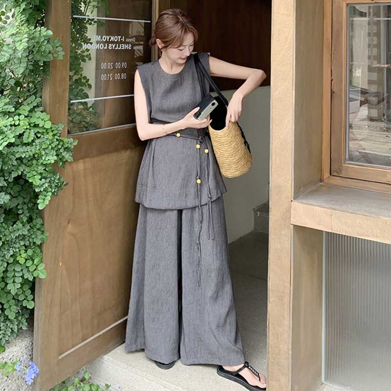 ノースリーブロングワイドセットアップ