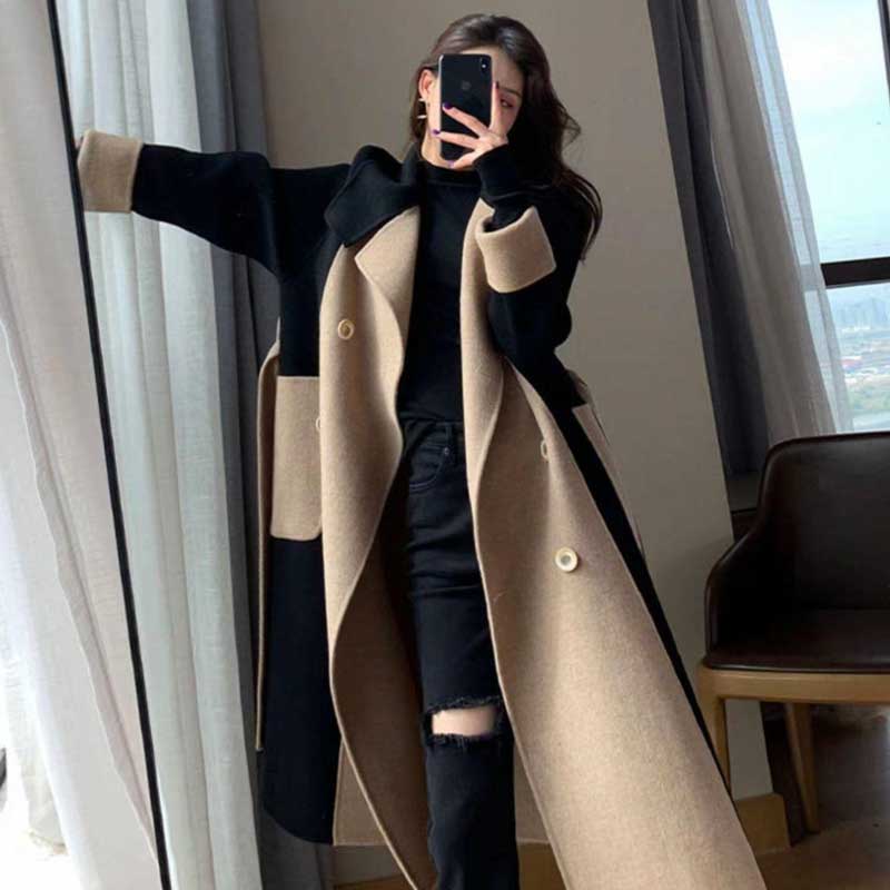 バイカラーロングコート