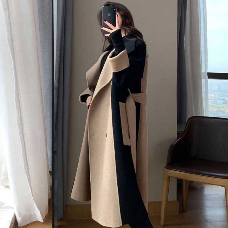 バイカラーロングコート