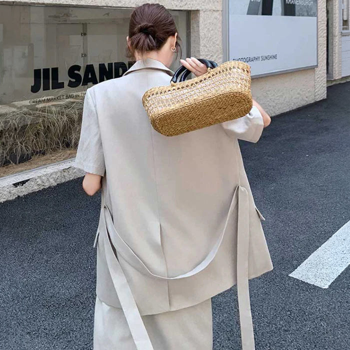 オーバーサイズジャケット×マキシ丈ワンピース