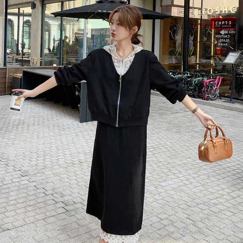 レース装飾スウェットセットアップ