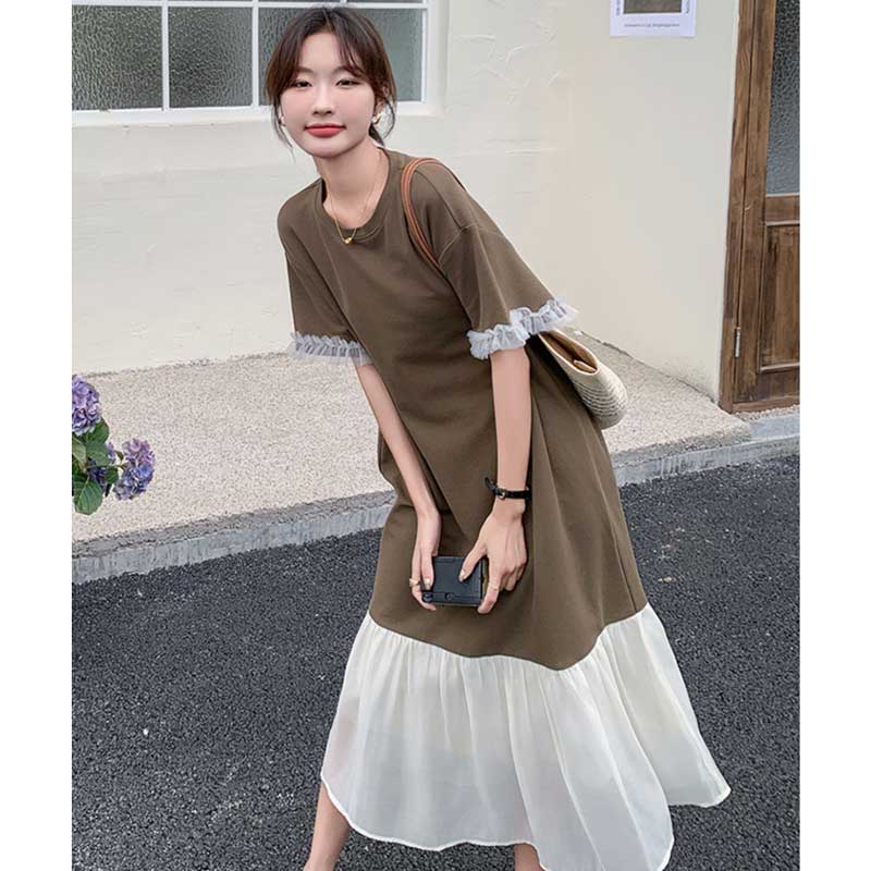 シフォンフレアドッキングワンピース(2colors)