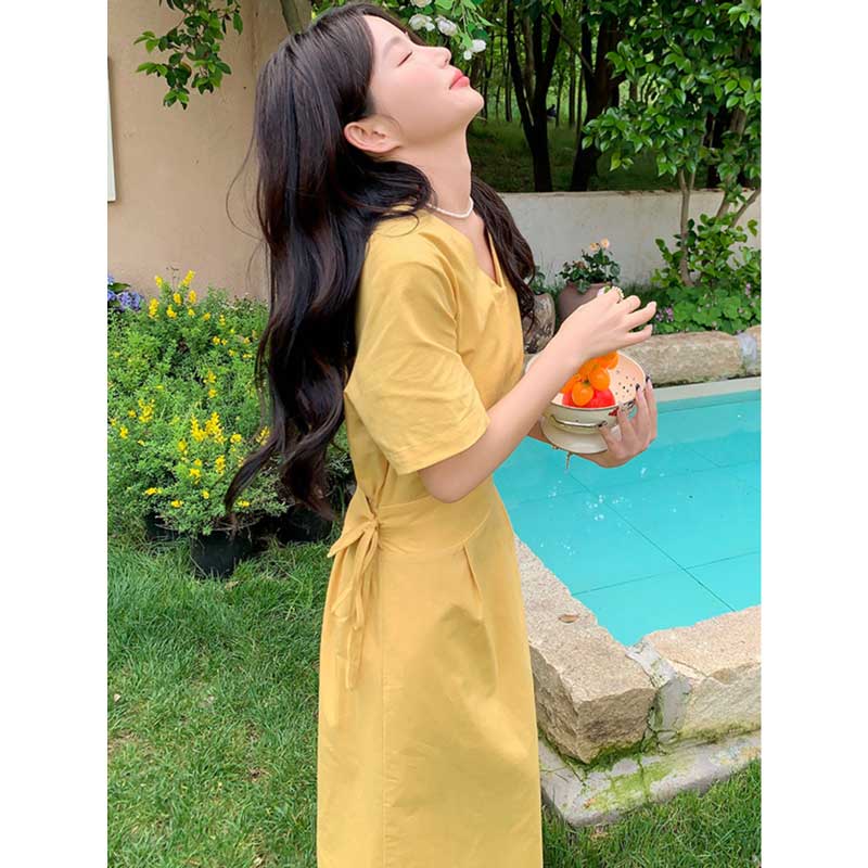 ウエストマークVネックワンピース(3colors)