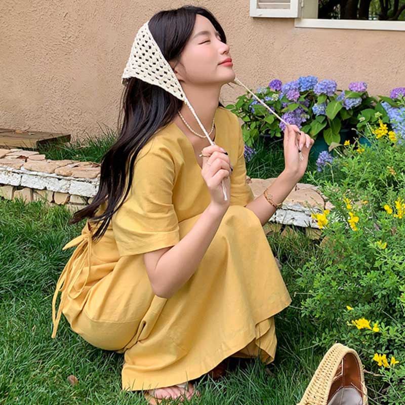 ウエストマークVネックワンピース(3colors)