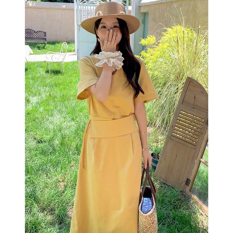 ウエストマークVネックワンピース(3colors)