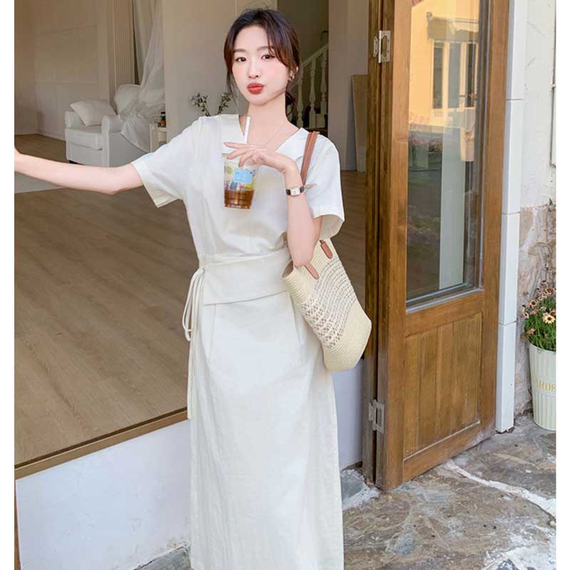 ウエストマークVネックワンピース(3colors)