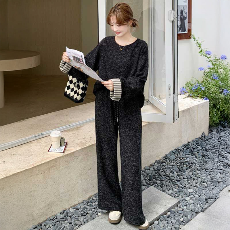 ブラックカジュアルワイドセットアップ