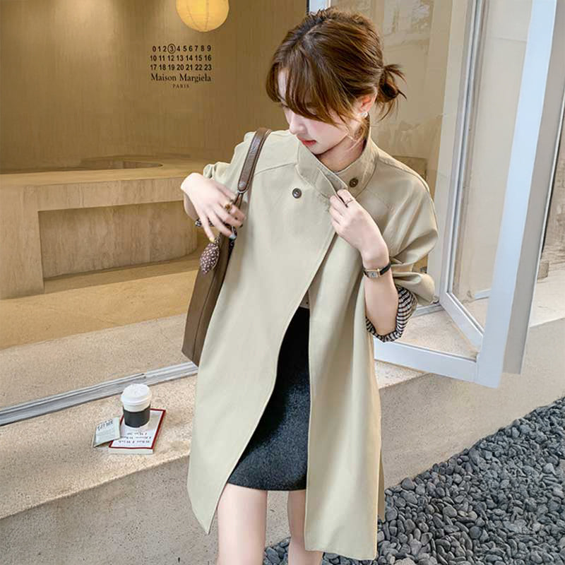 【即納】スタンドカラーミディ丈コート