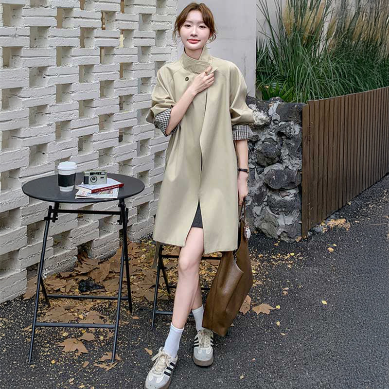 【即納】スタンドカラーミディ丈コート