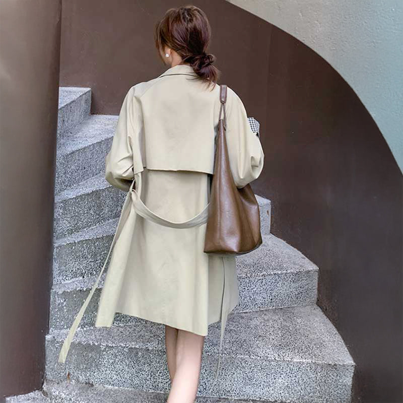 スタンドカラーミディ丈コート