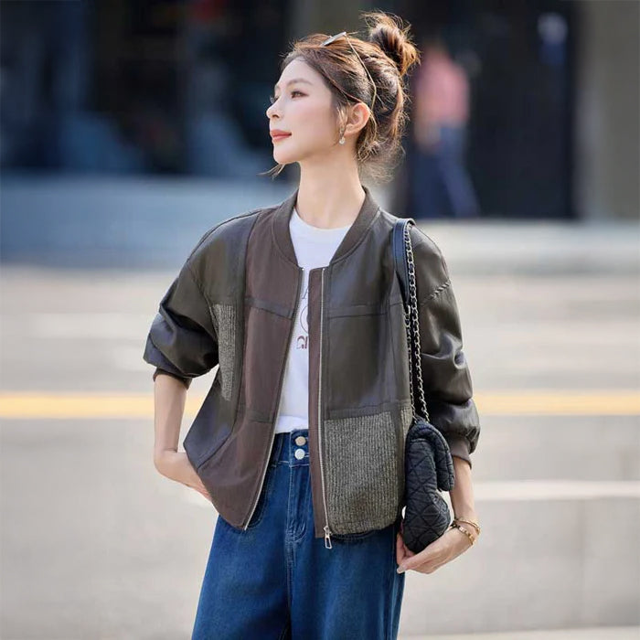 パッチワークレザージャケット(2colors)