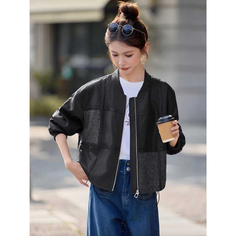 パッチワークレザージャケット(2colors)