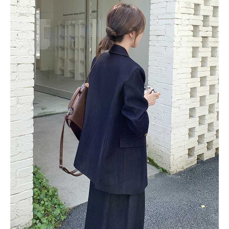 ロングデニムジャケット×サイドタックスカート