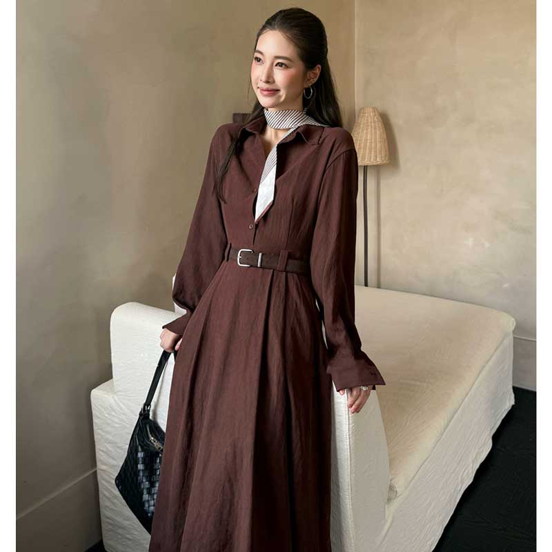 ウエストマークロングシャツワンピース(2colors)