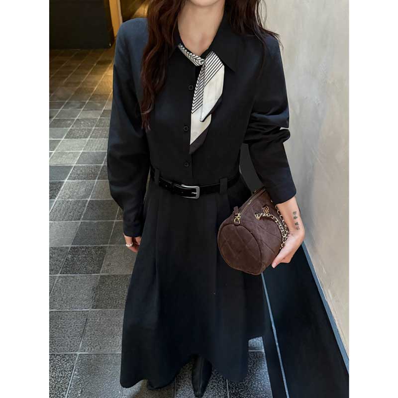 ウエストマークロングシャツワンピース(2colors)