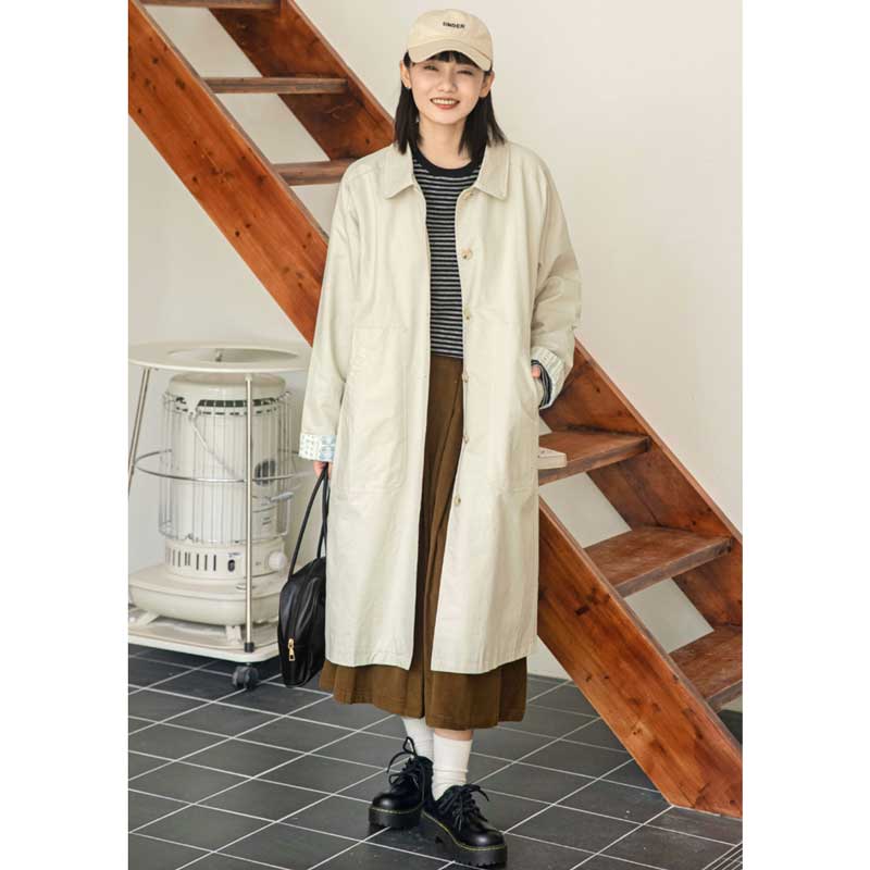 ビッグポケットコットンロングコート(2colors)